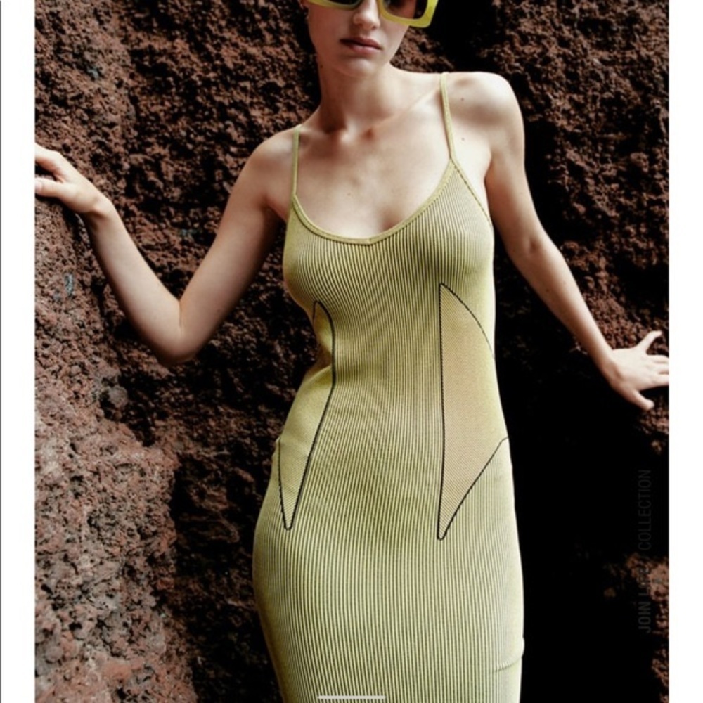 NWT Zara Seamless Jacqaurd Midi Dress Green XS-S​